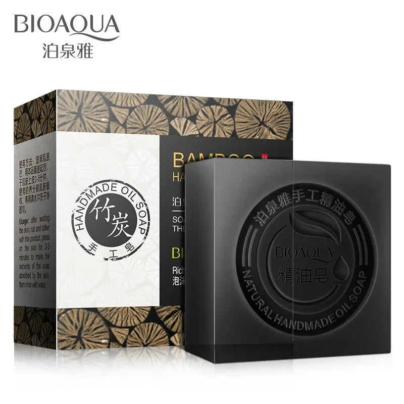 Bioaqua Essential Oil Soaps with Honey,Rose,Jasmine,Aloe,Matcha,Blueberry,Lavender, Bamboo Charcoal,Black Bamboo Soaps