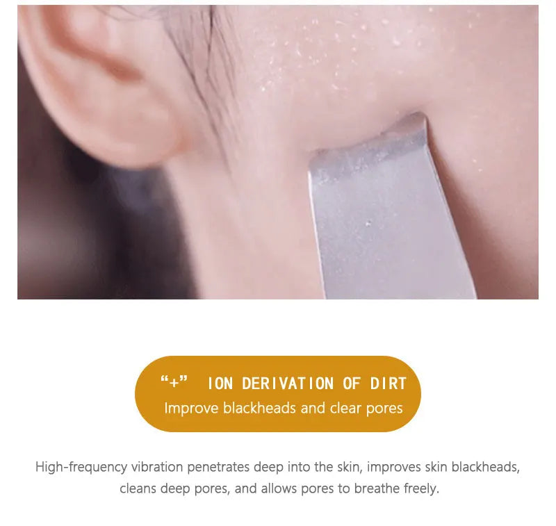 New Ultrasonic Skin Scrubber Vibration Face Spatula Blackhead Remover Shovel Clean Cavitation Peeling Facial Lifting EMS Machine