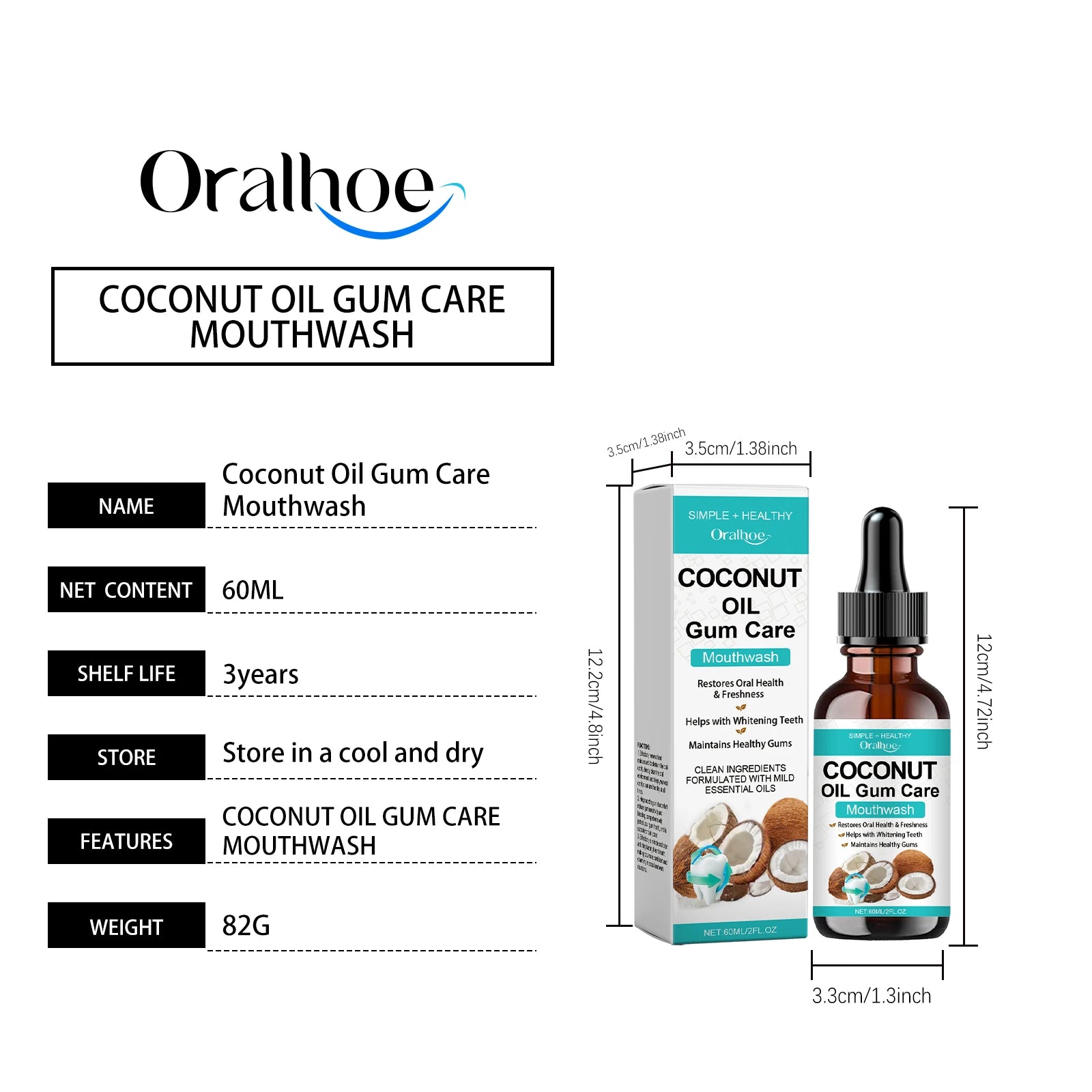 Coconut Mint Pulling Oil Mouthwash Alcohol-Free Teeth Stains Remover Whiten Odor Removal Fresh Breath Oral Hygiene Toothpaste