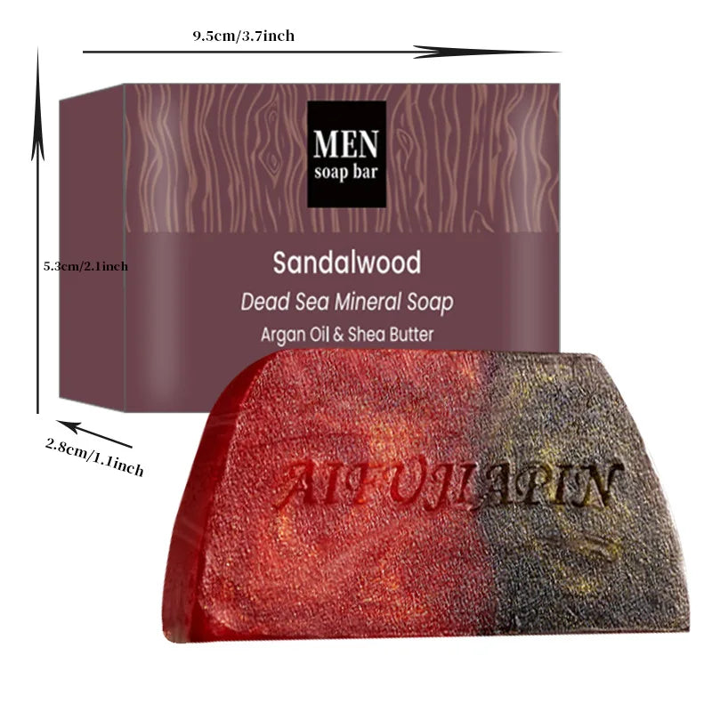 1/3/5/7Pcs Handmade Whitening Sandalwood Men'S Soap, Deeply Cleanses The Body, Moisturizes The Face, And Is Gentle And Shiny