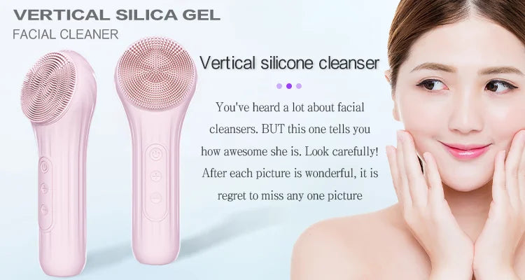 Electric Facial Cleansing Brush Sonic Face Massager Warming Deep Pore Cleaning Waterproof Silicone Blackhead Remover