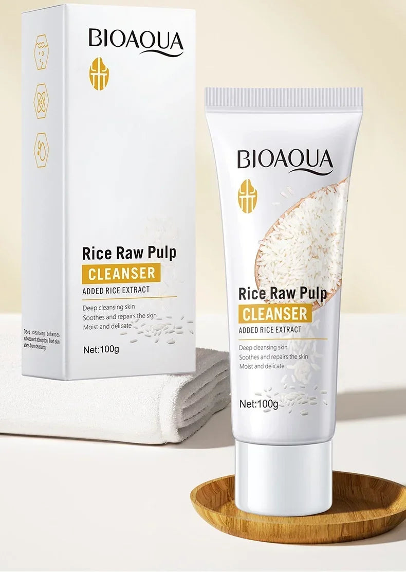 BIOAOUA Rice Cleanser Raw Pulp Oil Control Moisturizing Deep Cleaning Care Skin 100g