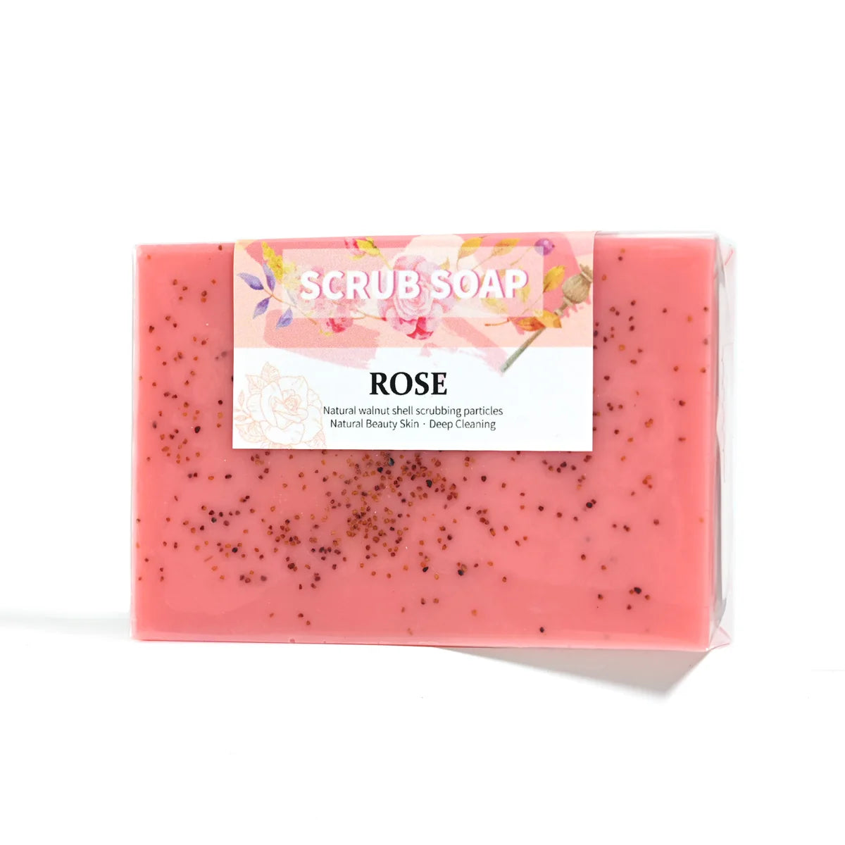 M+100G Pure Natural Rose Essential Oil Handmade Walnut Particle Soap Facial Exfoliating Cleansing Soap