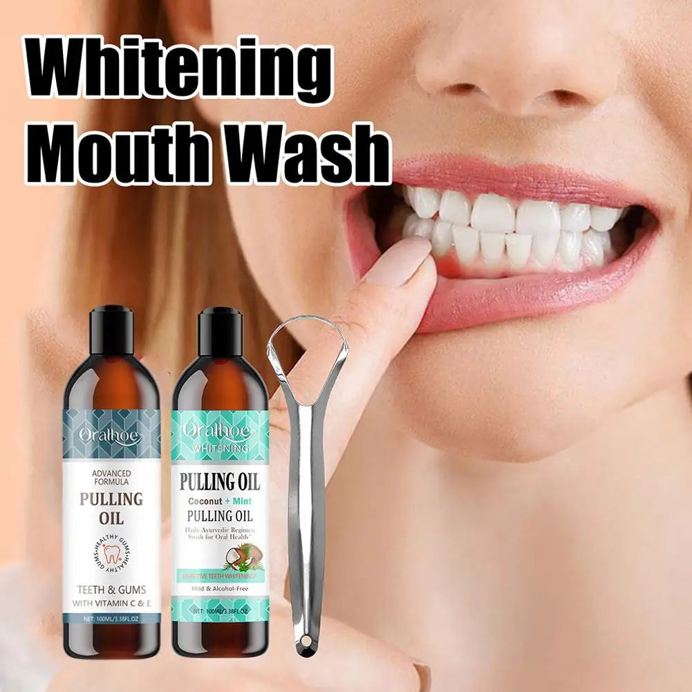 NEW Coconut Mint Pulling Oil Mouthwash Alcohol-free Teeth Whitening Fresh Oral Breath Oral Jelly Whitening Teeth Set