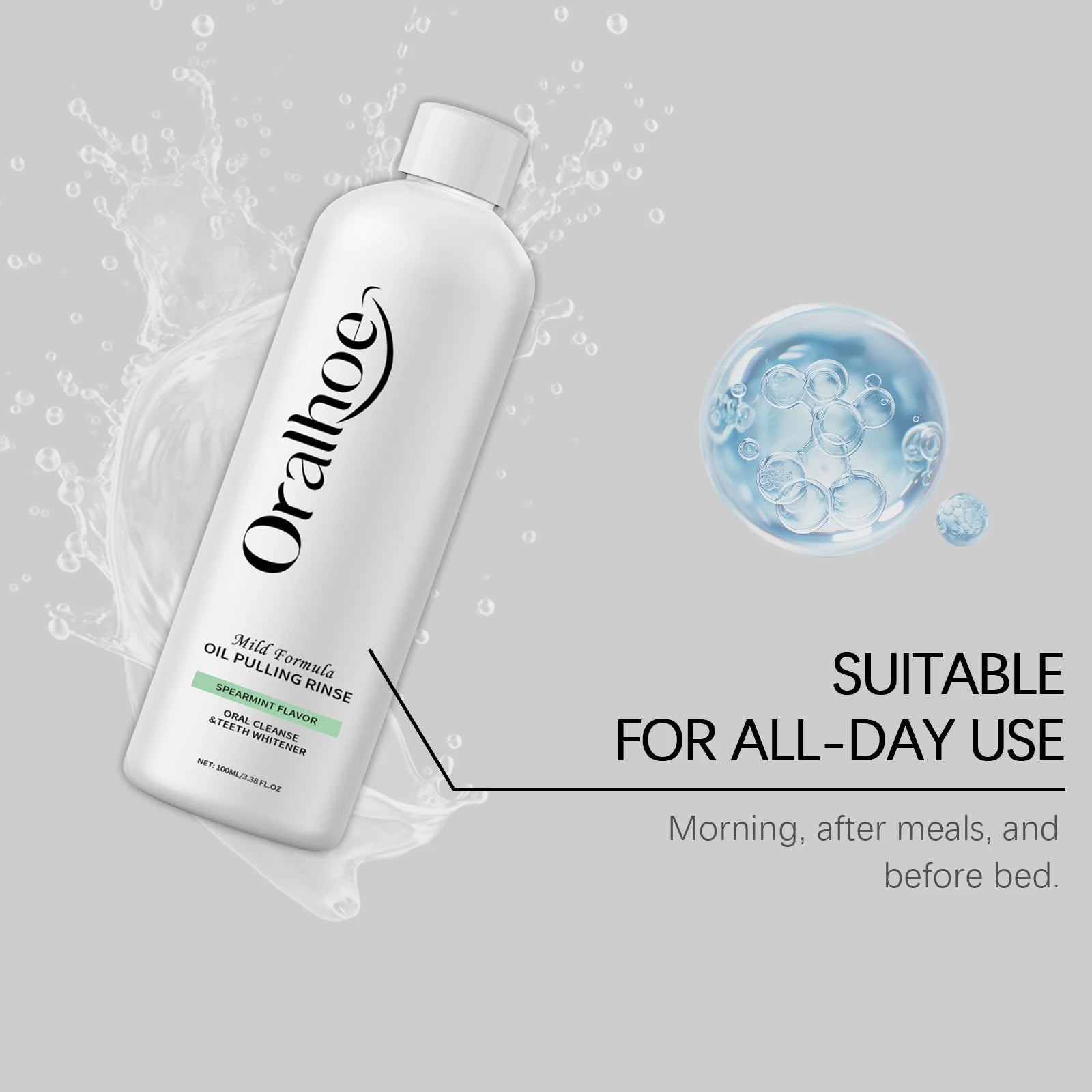 Mint Mouthwash - Long-Lasting Fresh Breath, Gentle Cleaning Non-Irritating, Portable for Home, Office & Travel Use