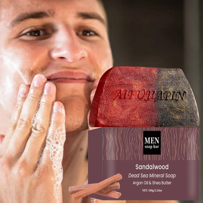 1/3/5/7Pcs Handmade Whitening Sandalwood Men'S Soap, Deeply Cleanses The Body, Moisturizes The Face, And Is Gentle And Shiny