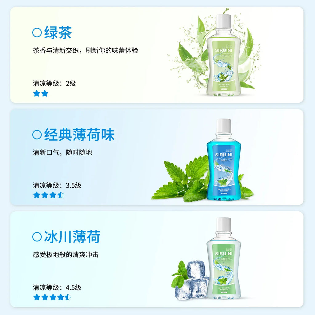 SIRUINI Mint Mouthwash,Portable Oral Cleaner,30 Seconds Fresh Breath with Long-lasting Fragrance Gentle Bottle-packed Mouthwash