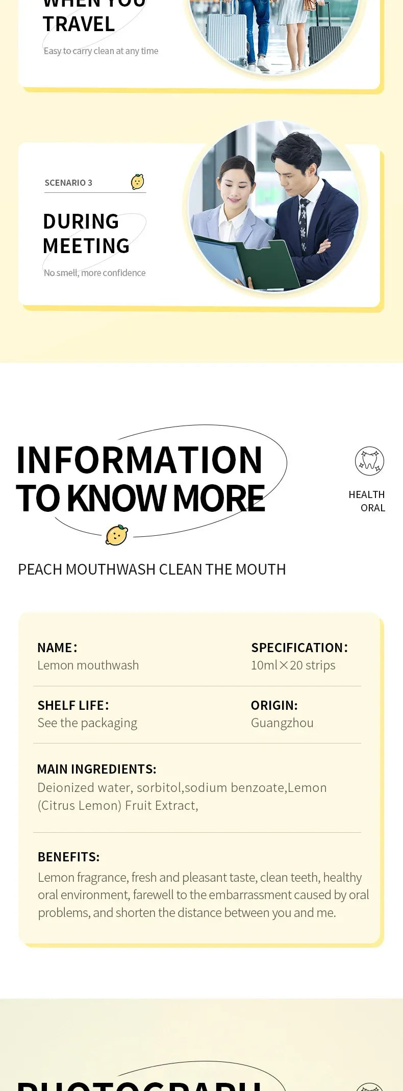 Mouthwash Teeth Whitening Lemon Flavor Freshen Your Breath and Clean The Debris Between Teeth Oral Freshening Mouthwash