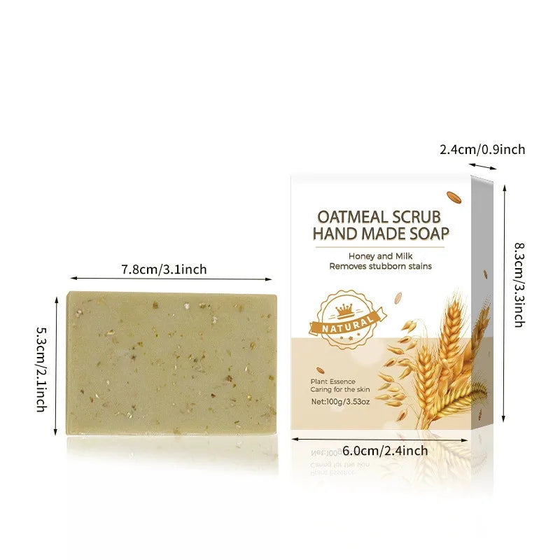 1/2/4/6Pcs Handmade Oat Soap,Natural,Gentle,Non Irritating, Brightening, Exfoliating, Body And Facial Cleansing, Whitening Soap