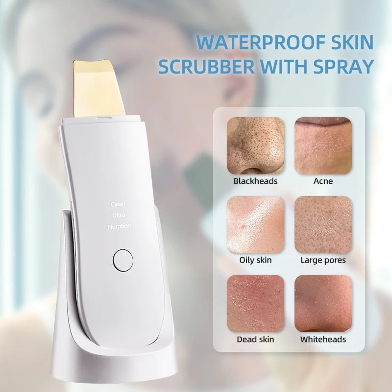 Limpiador Facial Electric Blackhead Remover Exfoliator Moisturizing Facial Cleaner Nano Spray Technology Metal Scraper Tool