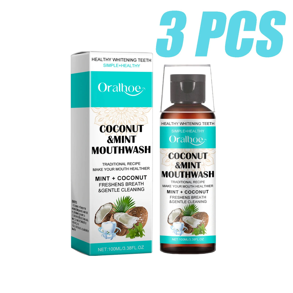 Oralhoe Coconut Mint Pulling Oil Mouthwash Removes Tooth Stains Yellow Teeth Prevents Bad Breath Freshens Breath With Mouthwash