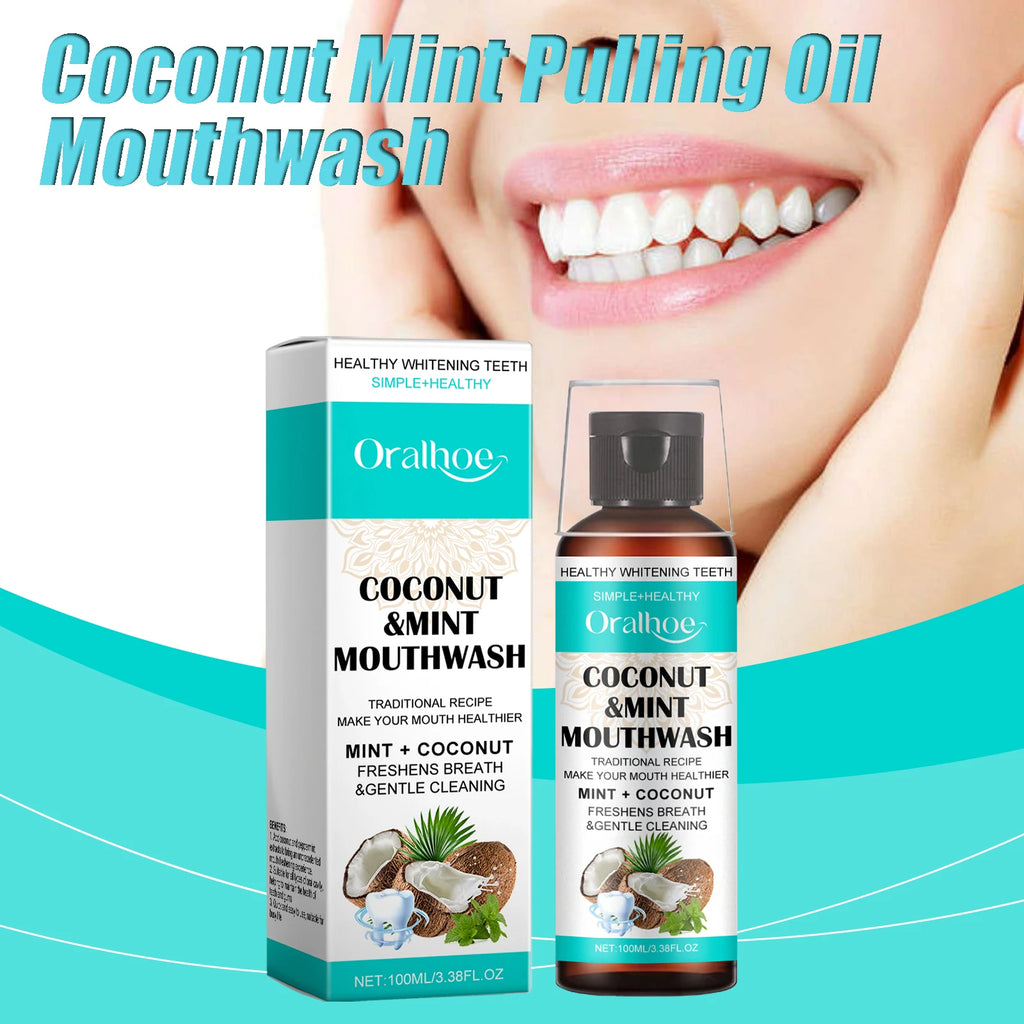 Oralhoe Coconut Mint Pulling Oil Mouthwash Removes Tooth Stains Yellow Teeth Prevents Bad Breath Freshens Breath With Mouthwash