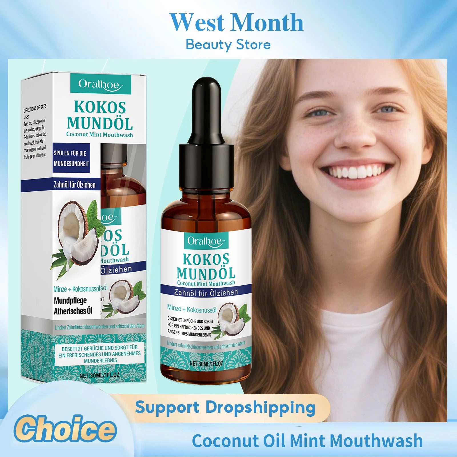 Coconut Oil Mint Mouthwash Remove Bad Breath Refreshing Cleansing Teeth Yellow Stains Fresh Oral Hygiene Odor Removal Mouthwash