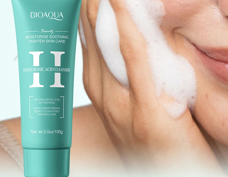 BIOAQUA Hyaluronic Acid Facial Cleanser Moisturizing Face Wash Foam Anti-aging Face Cleanser Facial Skin Care Products