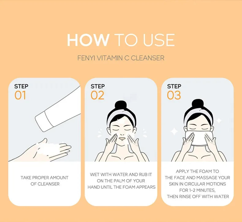 Japanese Cherry Blossom or Vitamin C Facial Cleanser Skin Cleansing Moisturizing  Blackhead Remove Skincare Face Wash Foam Face