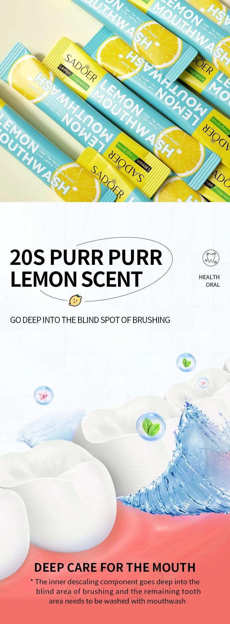 Mouthwash Teeth Whitening Lemon Flavor Freshen Your Breath and Clean The Debris Between Teeth Oral Freshening Mouthwash