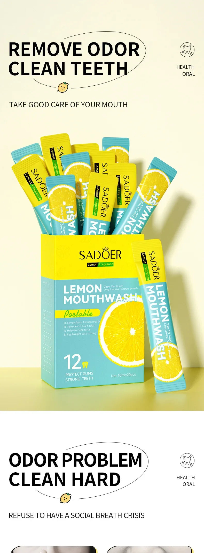 Mouthwash Teeth Whitening Lemon Flavor Freshen Your Breath and Clean The Debris Between Teeth Oral Freshening Mouthwash