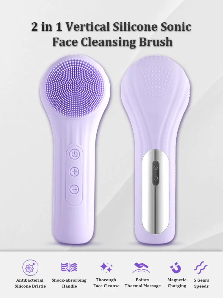 Silicon Facial Cleansing Brush Sonic Vibration Warming Wash Face Massage Face Skin Cleanser Eletric Waterproof Rechargeable