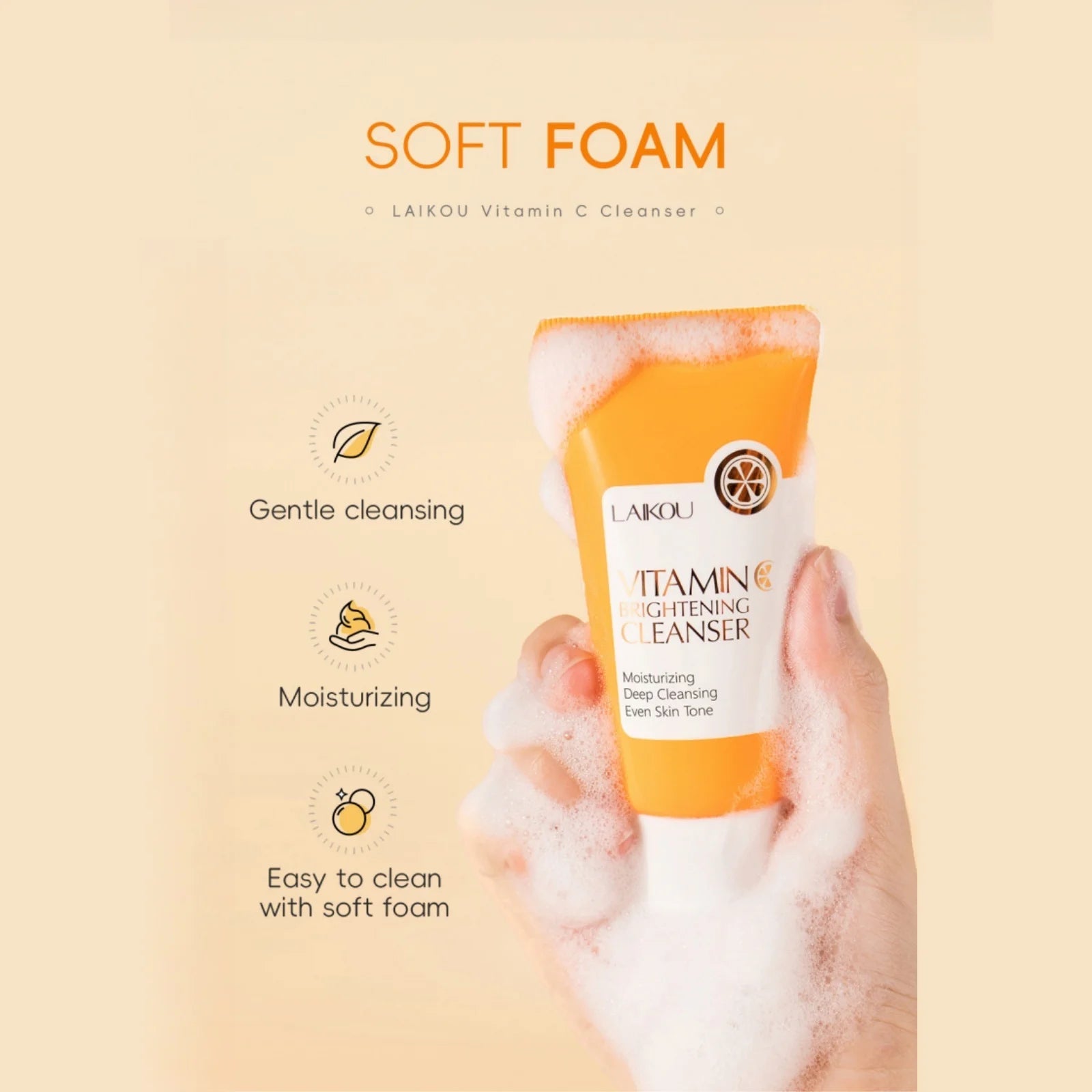 Vitamin C Facial Cleanser 50g Hydrating Moisturizing Deep Cleanse Refines Pores Brightening Skin Care Product korean skin care