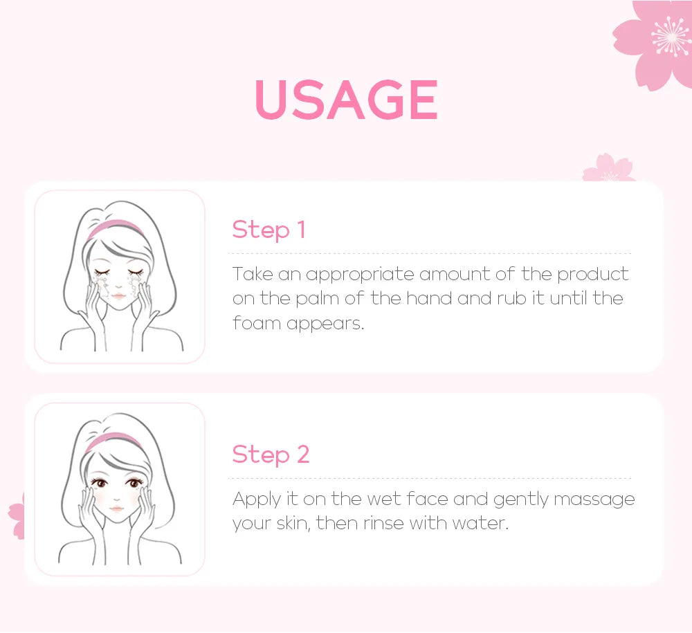 Japanese Cherry Blossom or Vitamin C Facial Cleanser Skin Cleansing Moisturizing  Blackhead Remove Skincare Face Wash Foam Face