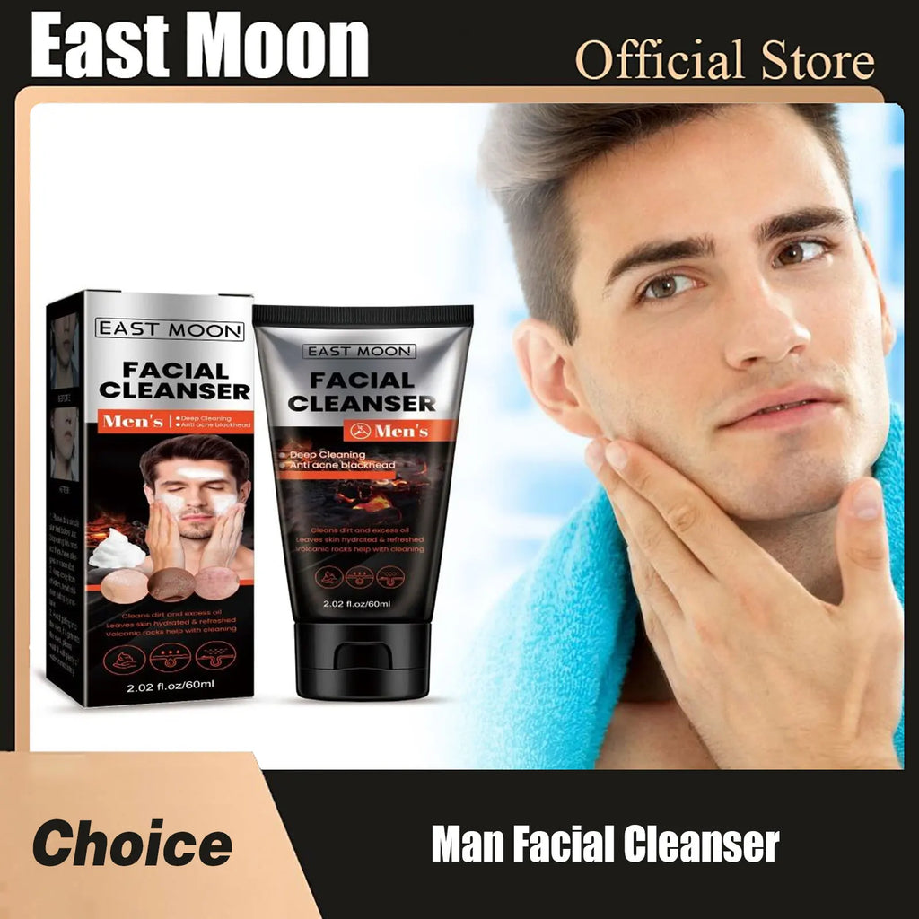 Men Face Wash Oil Control Shrink Pores Acne Blackhead Removal Deep Cleansing Moisturizing Exfoliating Whitening Face Cleanser