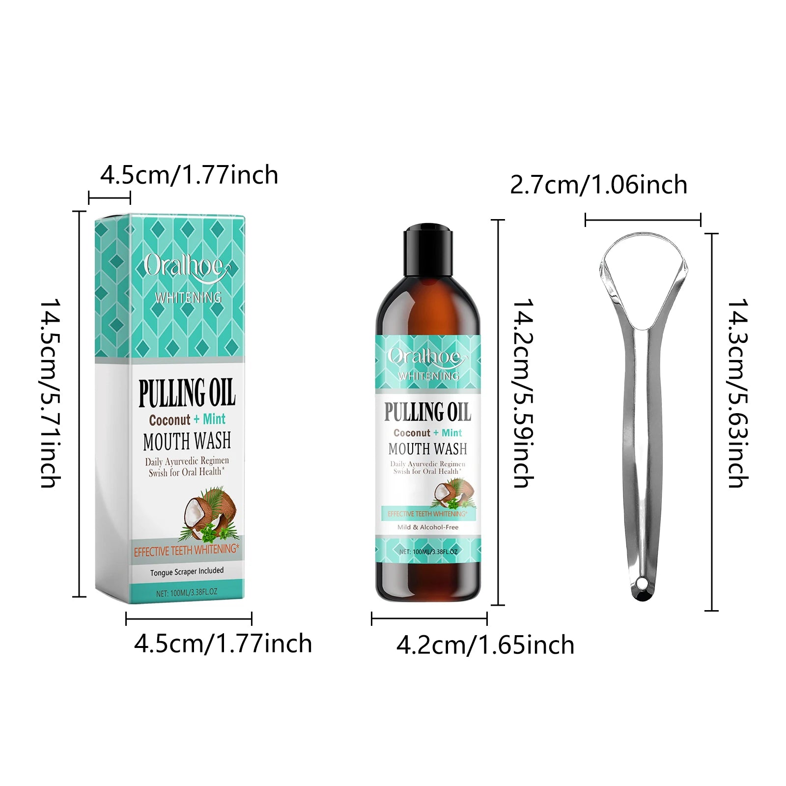 Coconut Mint Pulling Oil Mouthwash Kit With Tongue Scraper Fresh Oral Breath Odor Removal Tongue Scraper Set Tool Mouth Care