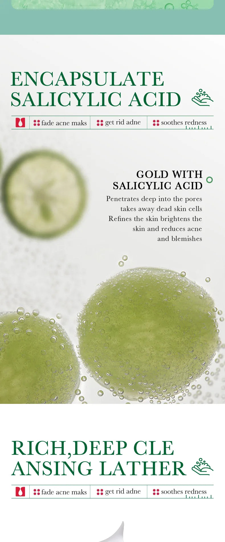 BIOAOUA Salicylic Acid Facial Cleanser Acne Treatment Moisturizing Oil Control skincare Face Wash Foam Face Cleanser Skin Care