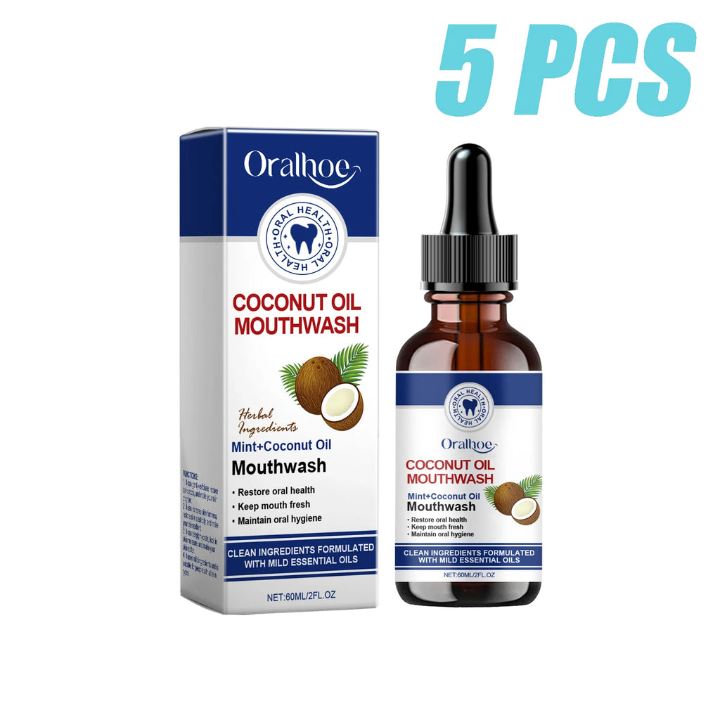 Coconut Oil Mouthwash Deep Cleans Removes Tooth Stains Plaque Protecting Oral Hygiene Refreshing Mouthwash for Dental Care 60ml
