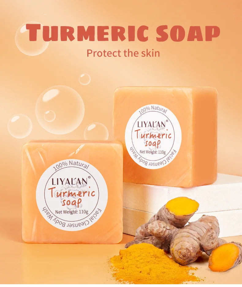 Turmeric Soap 110g Oil Control Handmade Soap for Face Body Cleansing with Essential Oil