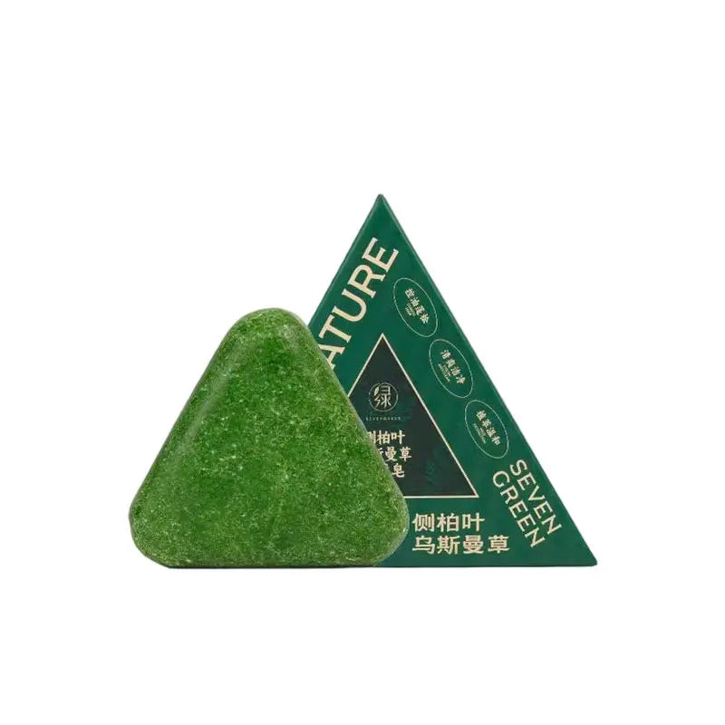 120g Seven Green Platycladi Usman grass handmade shampoo soap Refreshing and Flushing Healthy Anti-removal Hair Nourishing Clean