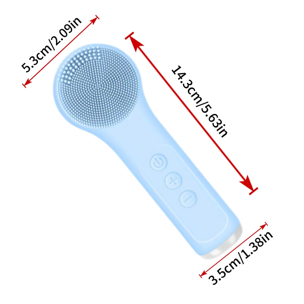Electric Waterproof Silicone Facial Cleansing Brush, Deep Cleanse Makeup Remover Heating Massage Beauty Tool for Women