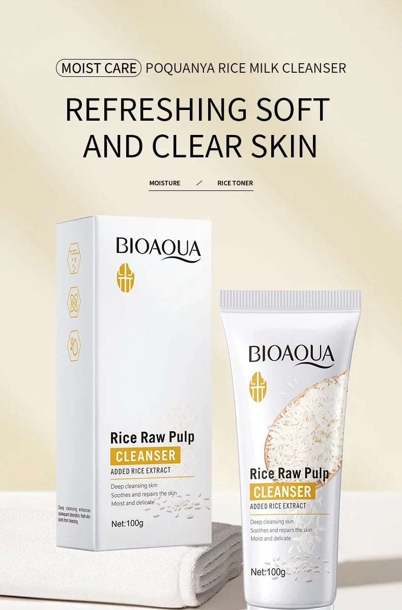 BIOAOUA Rice Cleanser Raw Pulp Oil Control Moisturizing Deep Cleaning Care Skin 100g