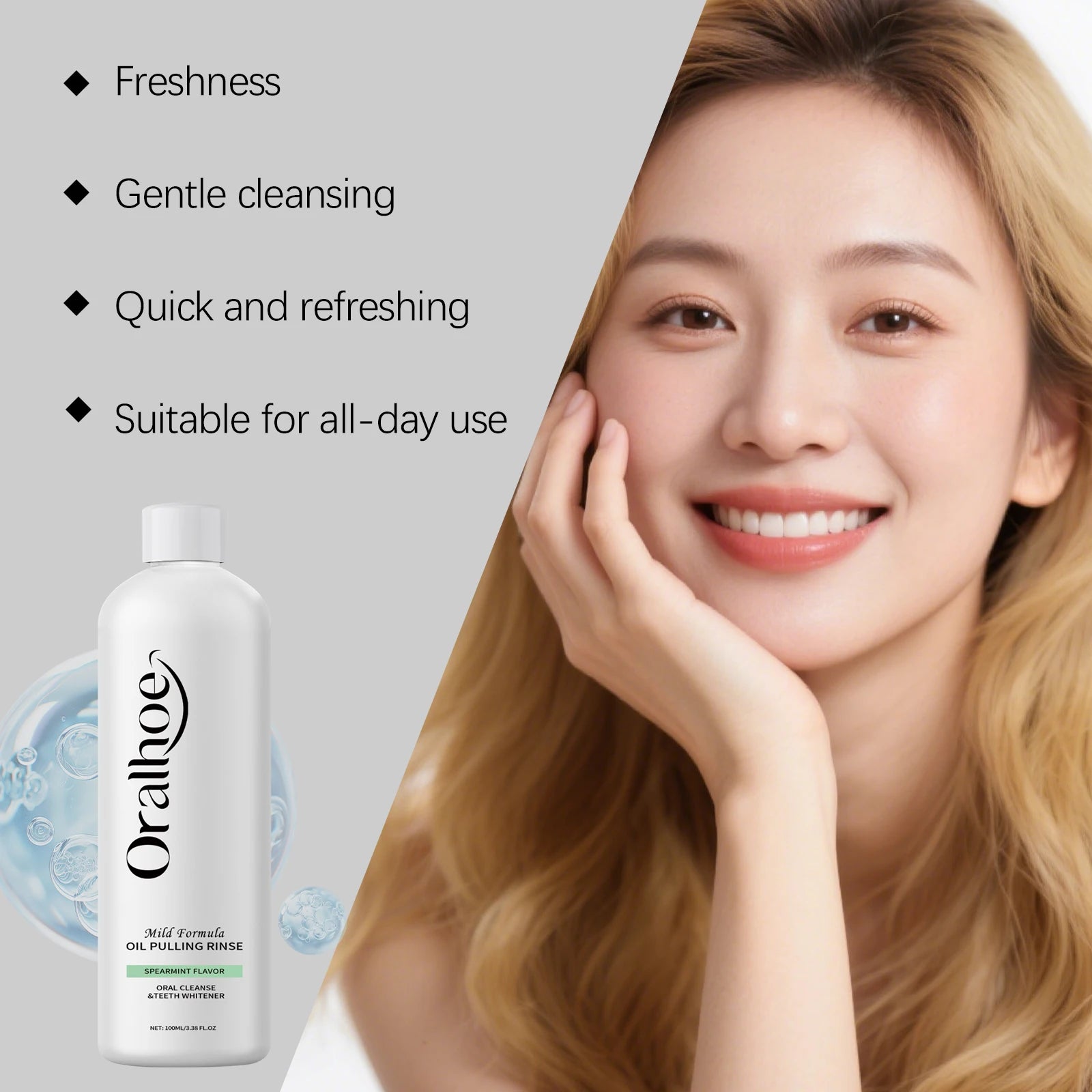 Mint Mouthwash - Long-Lasting Fresh Breath, Gentle Cleaning Non-Irritating, Portable for Home, Office & Travel Use