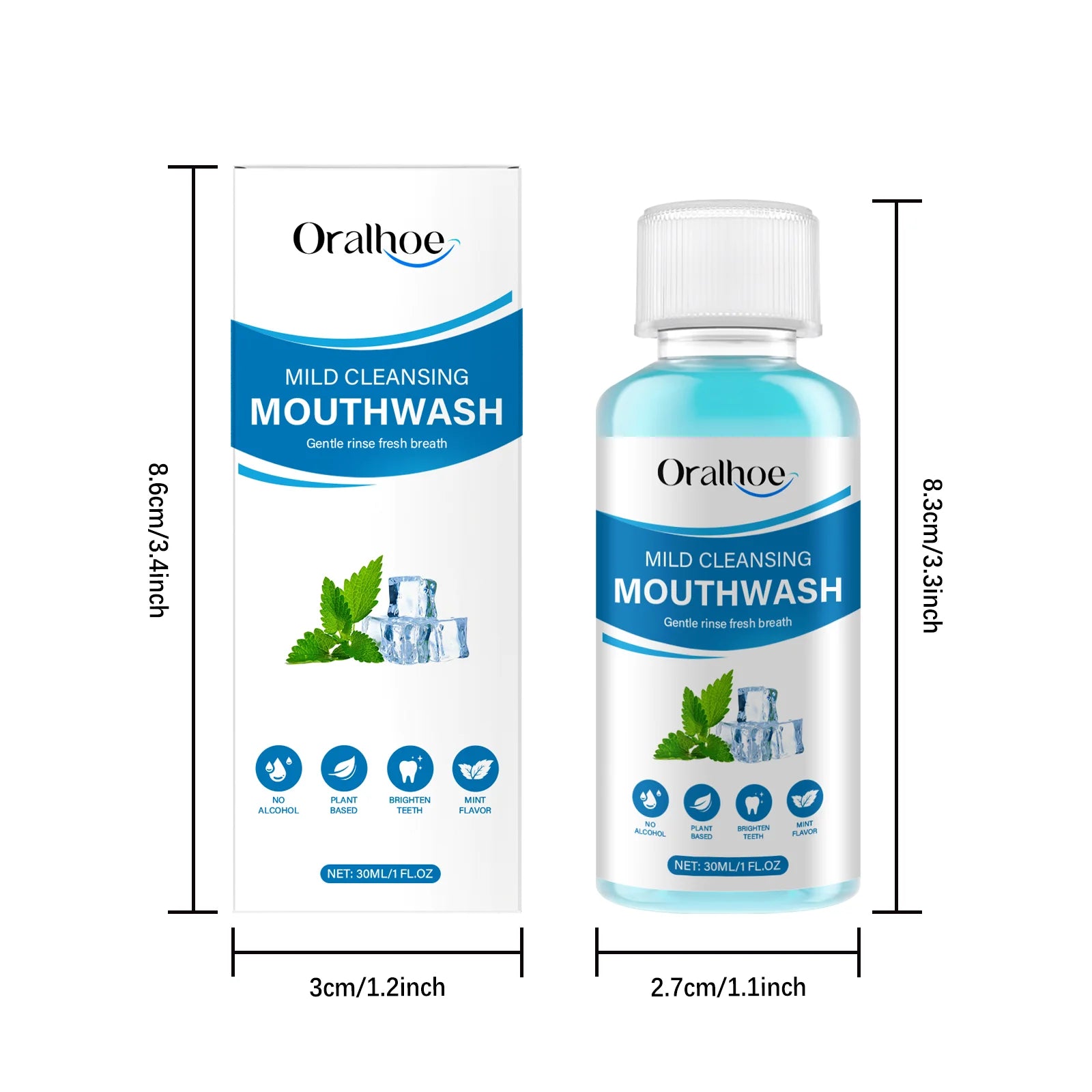30ml Portable Mint Bad Breath Mouthwash Fresheners Mouth Oral Odor Removal Lasting Aroma Remove Tartar Deep Cleaning Mouthwash