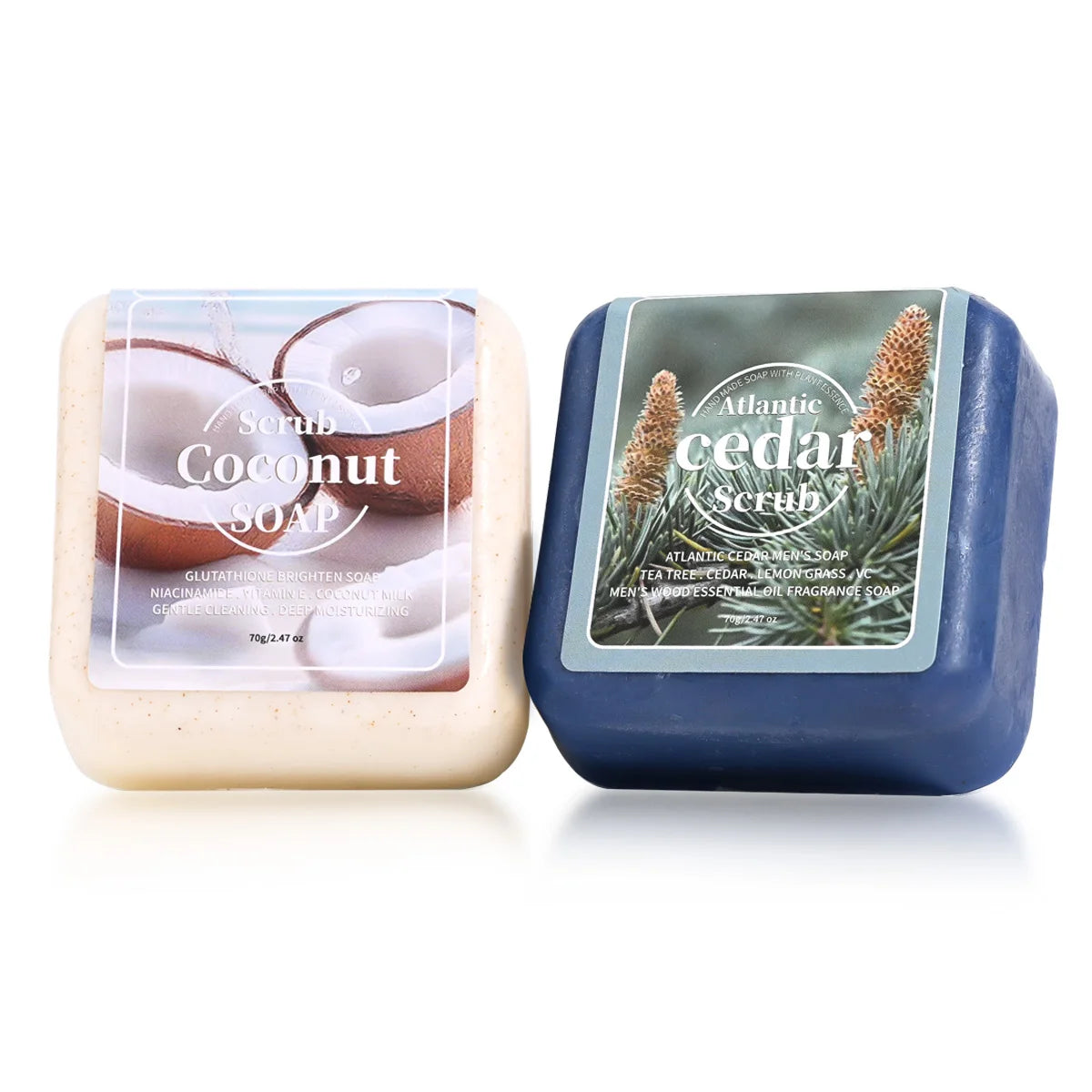 Men's Cedar Essential Oil Soap Travel Portable Hotel Soap Deep Cleansing Woody Fragrance Handmade Soap, Face and Body Soap