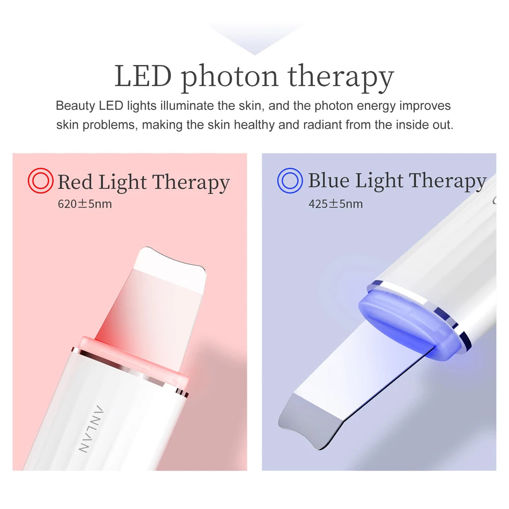 ANLAN Ultrasonic Skin Scrubber Peeling Facial Ultrasonic EMS Facial Lifting Red Blue Skin Care Pore Deep Cleansing Machine IPX7