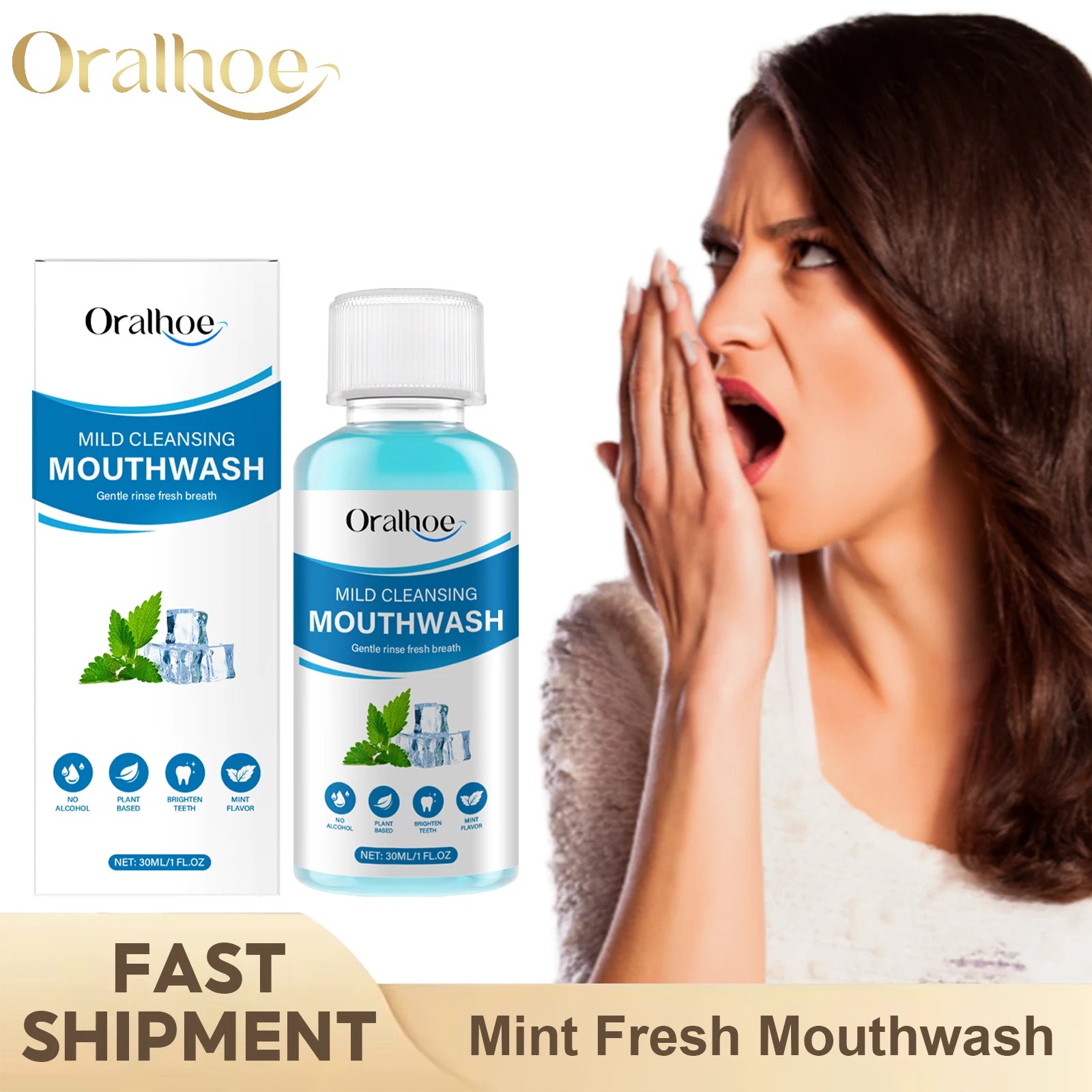 30ml Portable Mint Bad Breath Mouthwash Fresheners Mouth Oral Odor Removal Lasting Aroma Remove Tartar Deep Cleaning Mouthwash