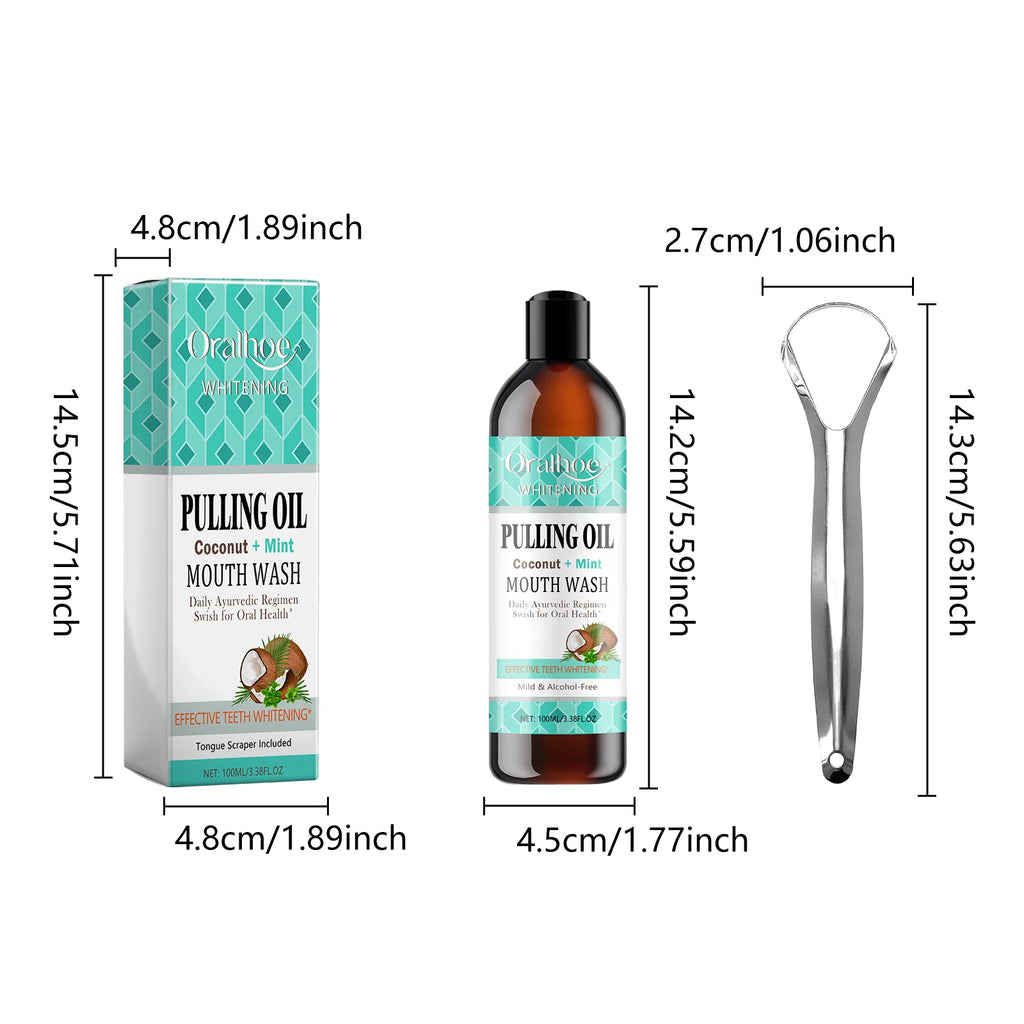 Coconut Pulling Oil Mouthwash Oral Rinse Alcohol-free Herbal Teeth Whitening Fresh Oral Remove Tooth Yellow Stains Odor OralCare