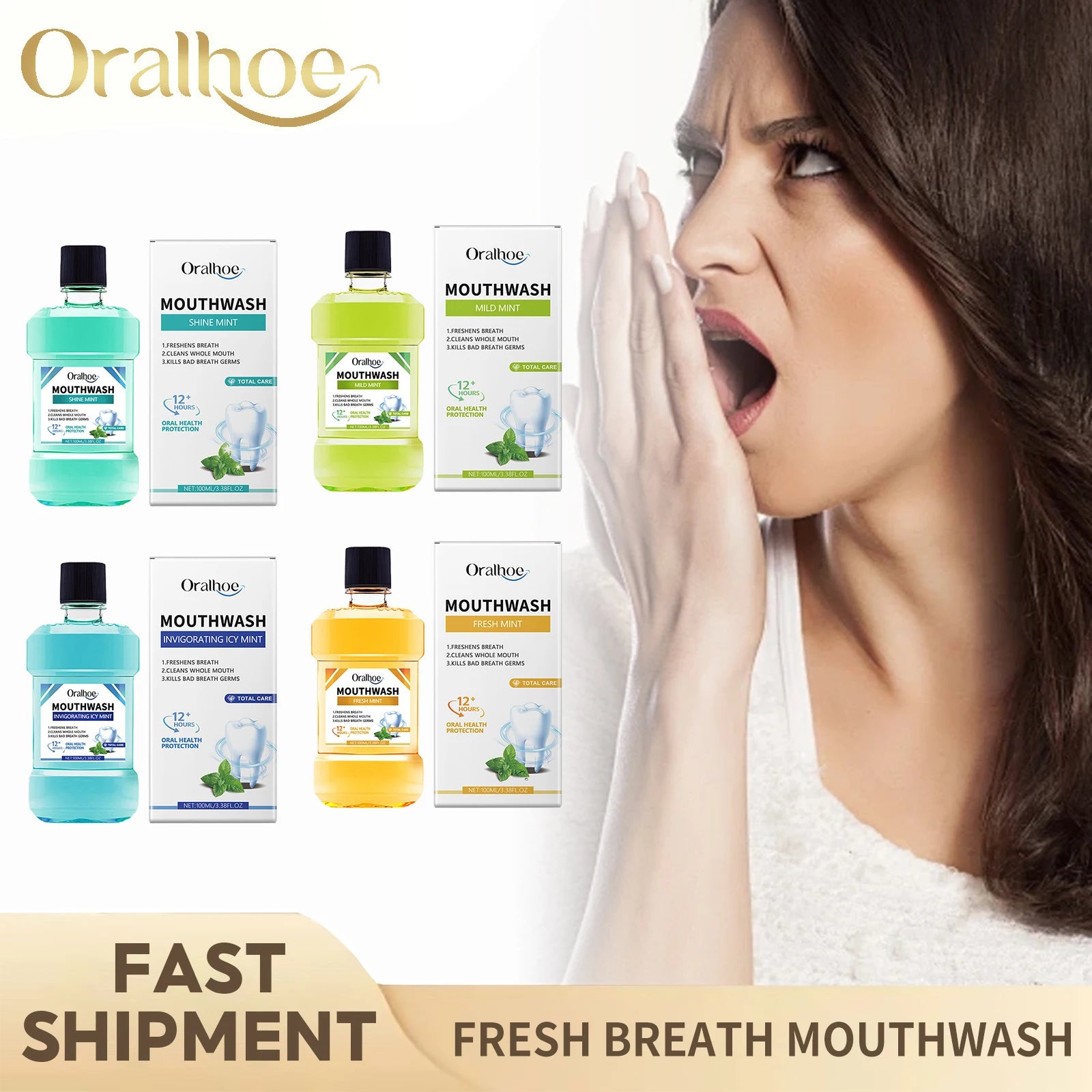 Breath Freshener Mouthwash Mint Flavor Remove Mouth Bad Smell Reduce Dental Tartar Plaque Brighten Tooth Oral Hygiene Cleaning