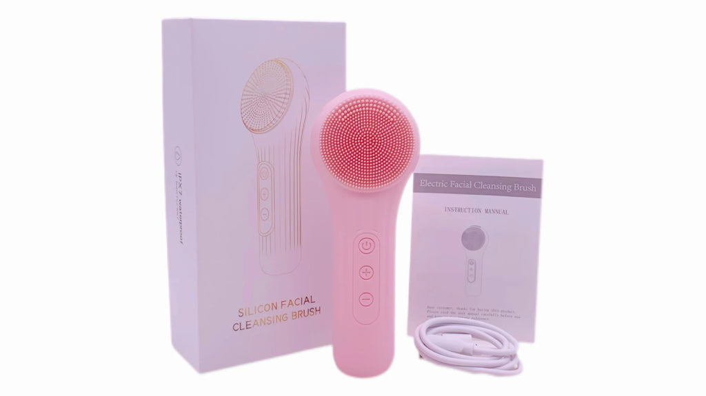 Electric Facial Cleansing Brush Sonic Face Massager Warming Deep Pore Cleaning Waterproof Silicone Blackhead Remover