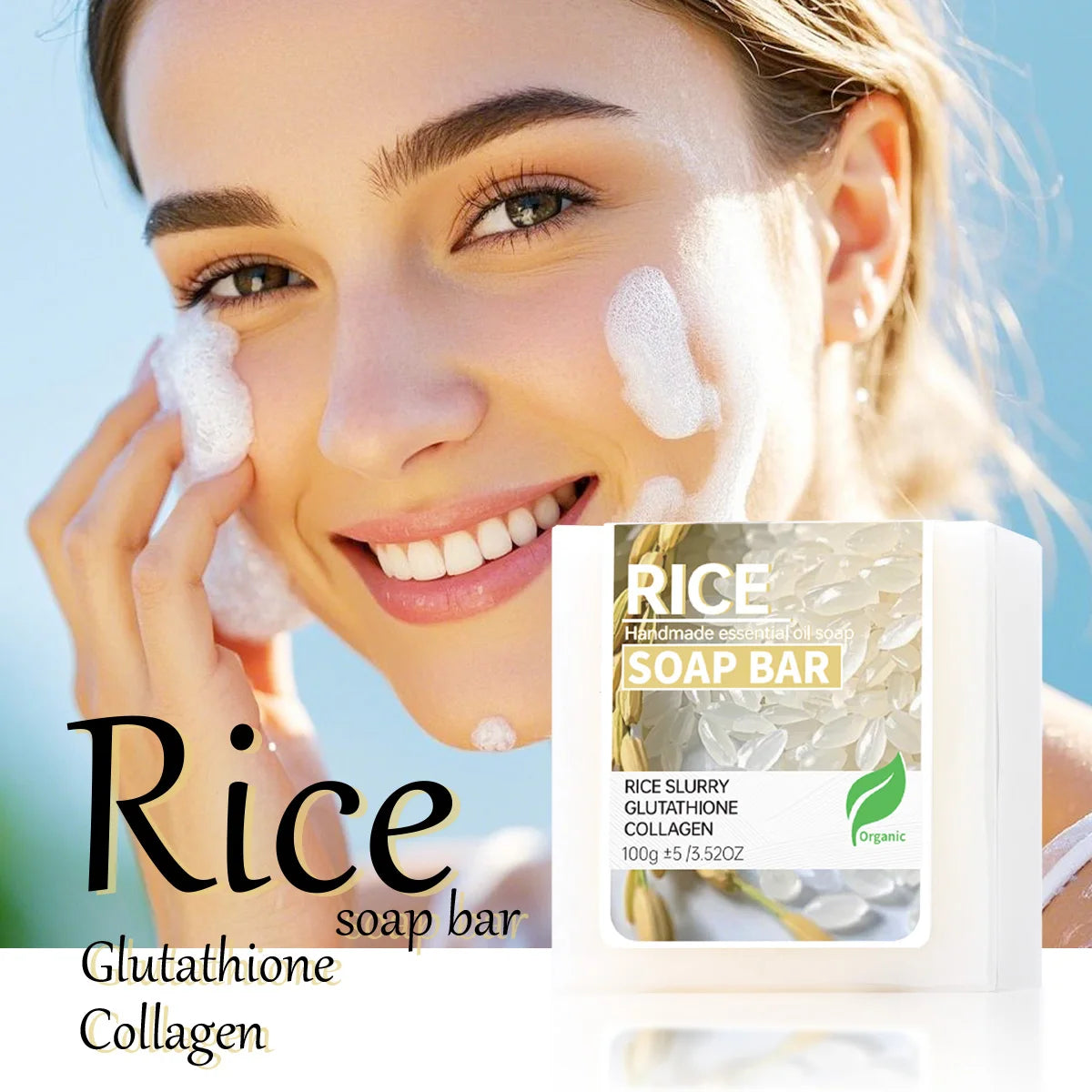 100g A+ Rice Water Soap Handmade Soap Rice Milk Whitening Goat Milk Soap for Whitening Oil Control