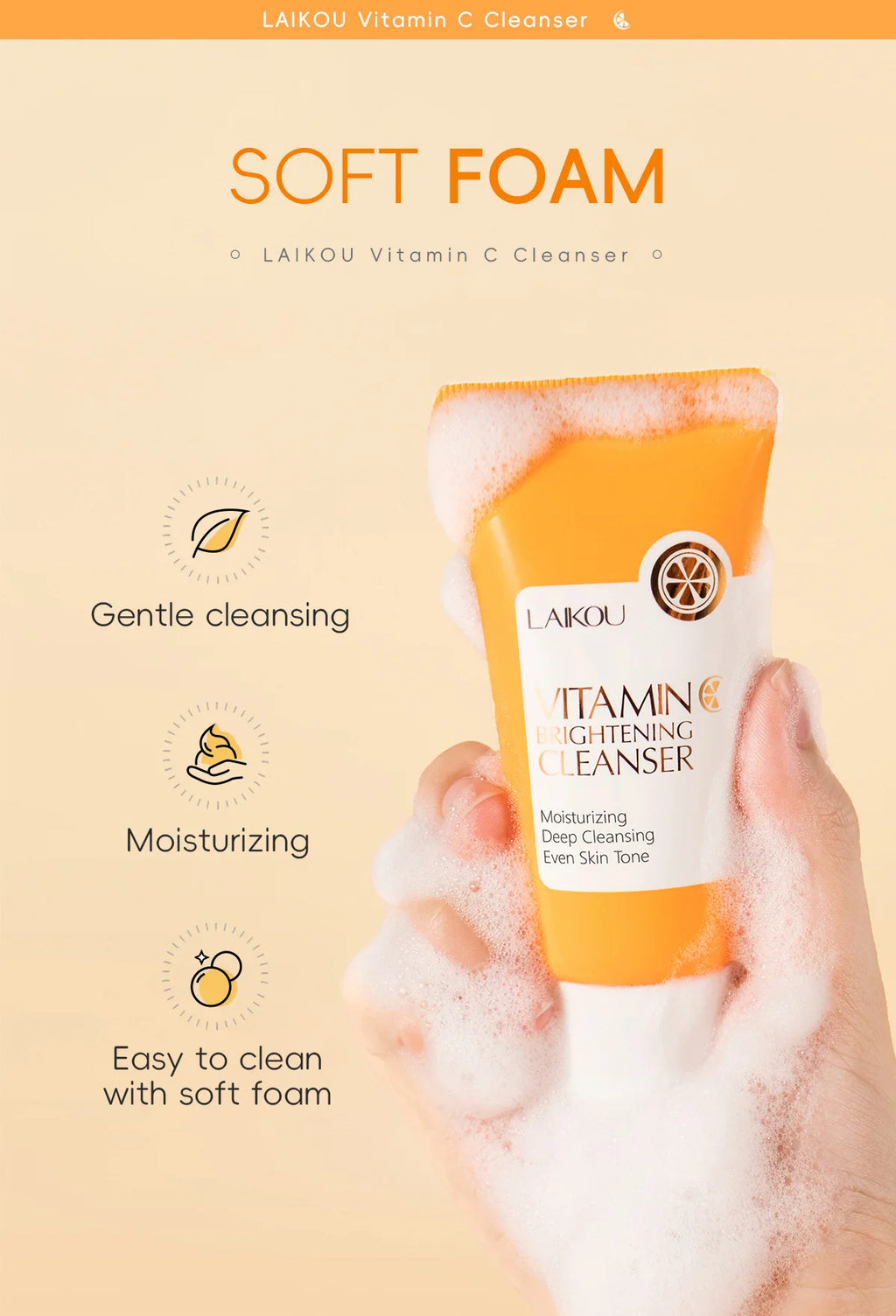 Vitamin C Facial Cleanser 50g Hydrating Moisturizing Deep Cleanse Refines Pores Brightening Skin Care Product korean skin care