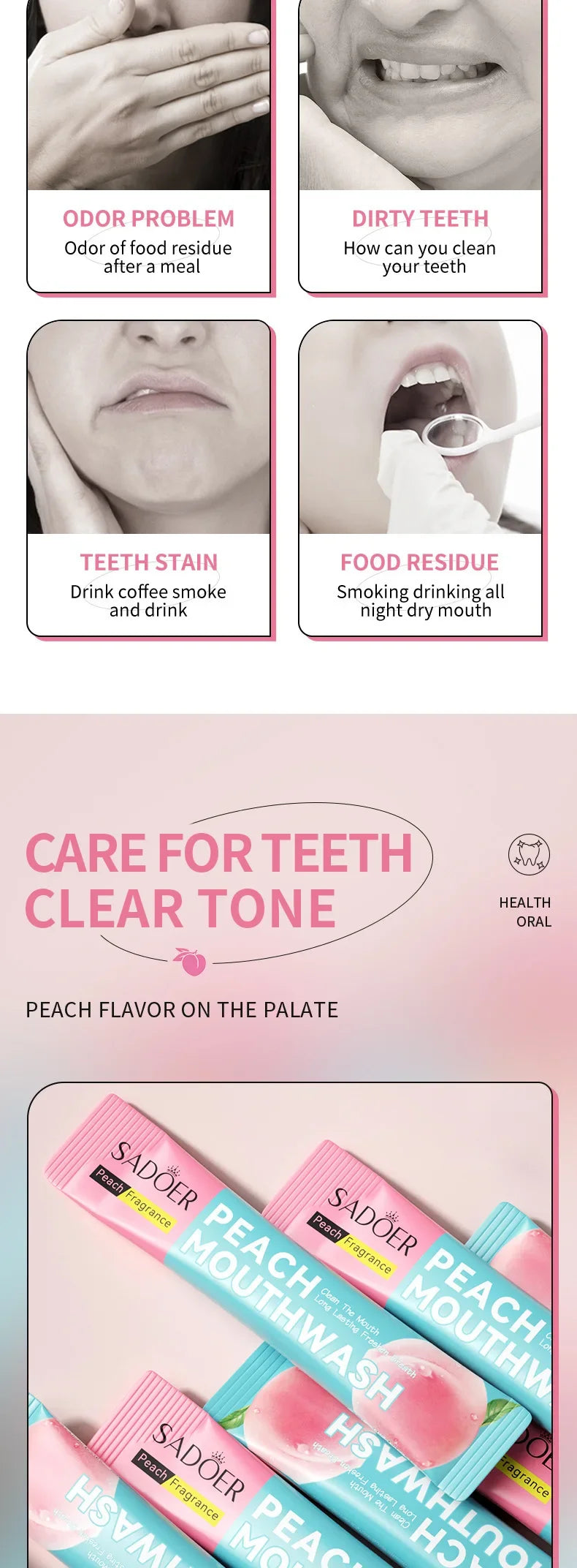 Mouthwash Teeth Whitening Lemon Flavor Freshen Your Breath and Clean The Debris Between Teeth Oral Freshening Mouthwash