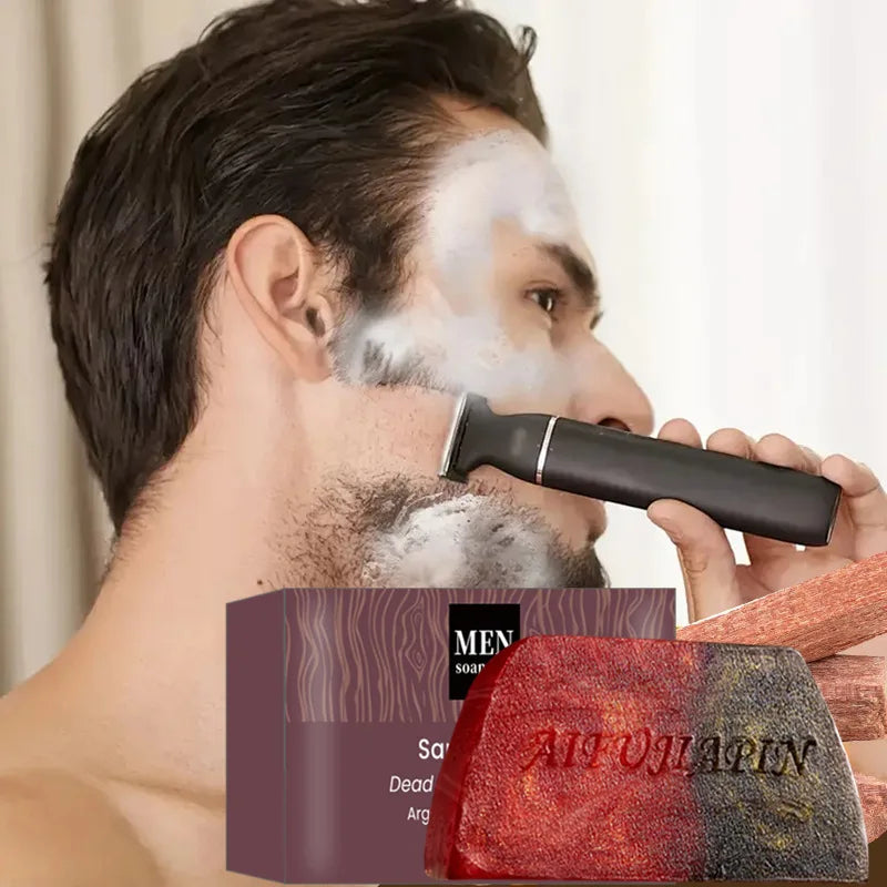1/3/5/7Pcs Handmade Whitening Sandalwood Men'S Soap, Deeply Cleanses The Body, Moisturizes The Face, And Is Gentle And Shiny
