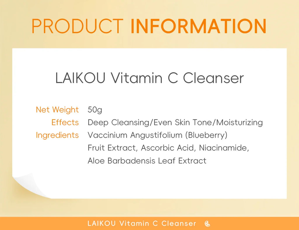 Vitamin C Facial Cleanser 50g Hydrating Moisturizing Deep Cleanse Refines Pores Brightening Skin Care Product korean skin care