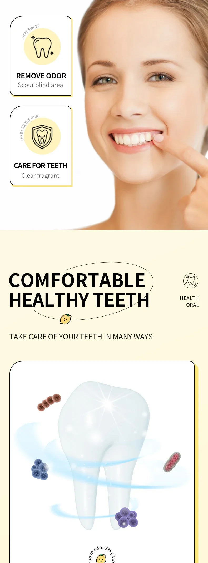 Mouthwash Teeth Whitening Lemon Flavor Freshen Your Breath and Clean The Debris Between Teeth Oral Freshening Mouthwash