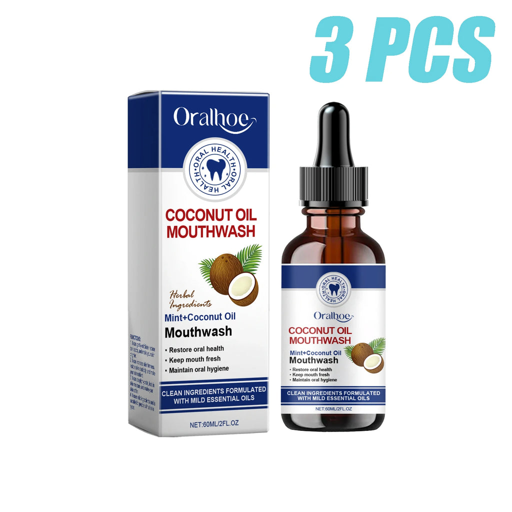 Coconut Oil Mouthwash Deep Cleans Removes Tooth Stains Plaque Protecting Oral Hygiene Refreshing Mouthwash for Dental Care 60ml
