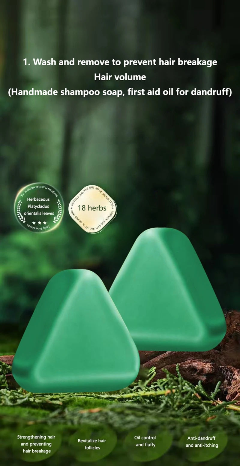 120g Seven-green Usman Orchidaceae Shampoo Refreshing Cleansing Oil Control Anti-Itch Replenishing Soap Soft Handmade Soap