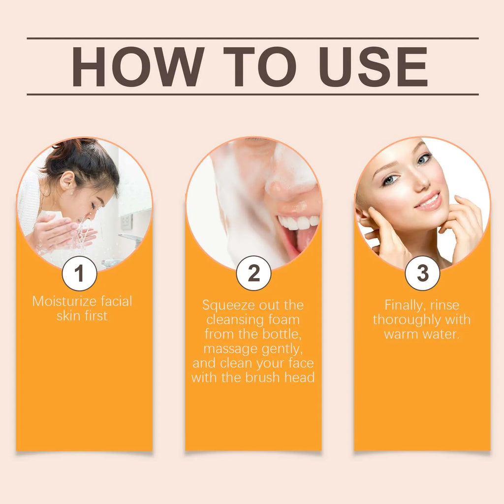 Turmeric Foam Cleanser Brightening Facial Wash Oil Control Hydrating Non Drying Formula With Brush Head Blackhead Removal 100ml