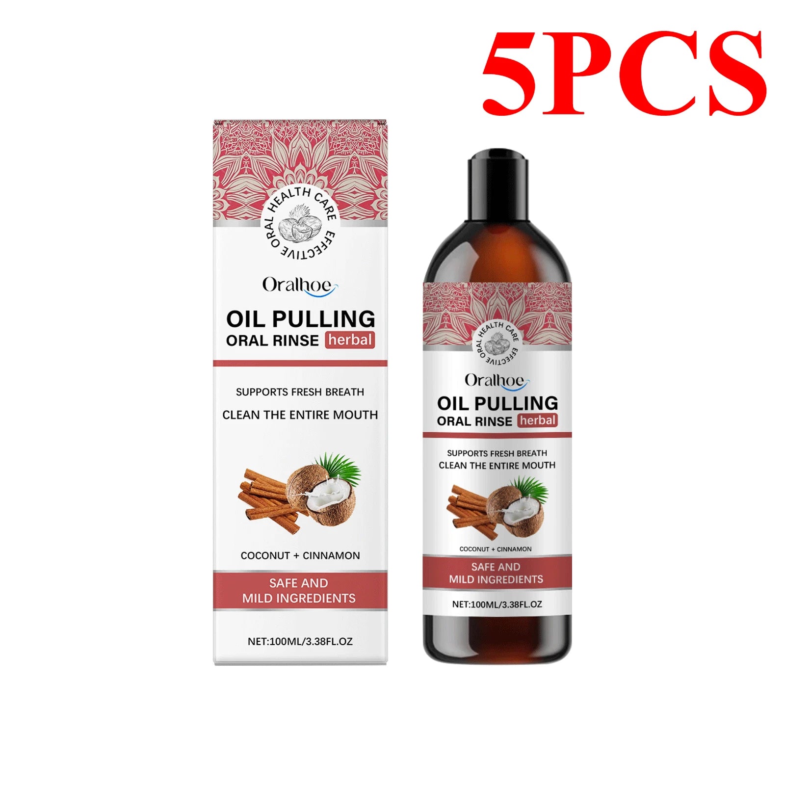 Coconut Pulling Oil Mouthwash Oral Rinse Alcohol-free Herbal Teeth Whitening Fresh Oral Remove Tooth Yellow Stains Odor OralCare